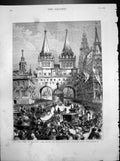 Old Moscow Entry Czar Czarina Kremlin Carriages Crowds Buildings 1882 Victorian