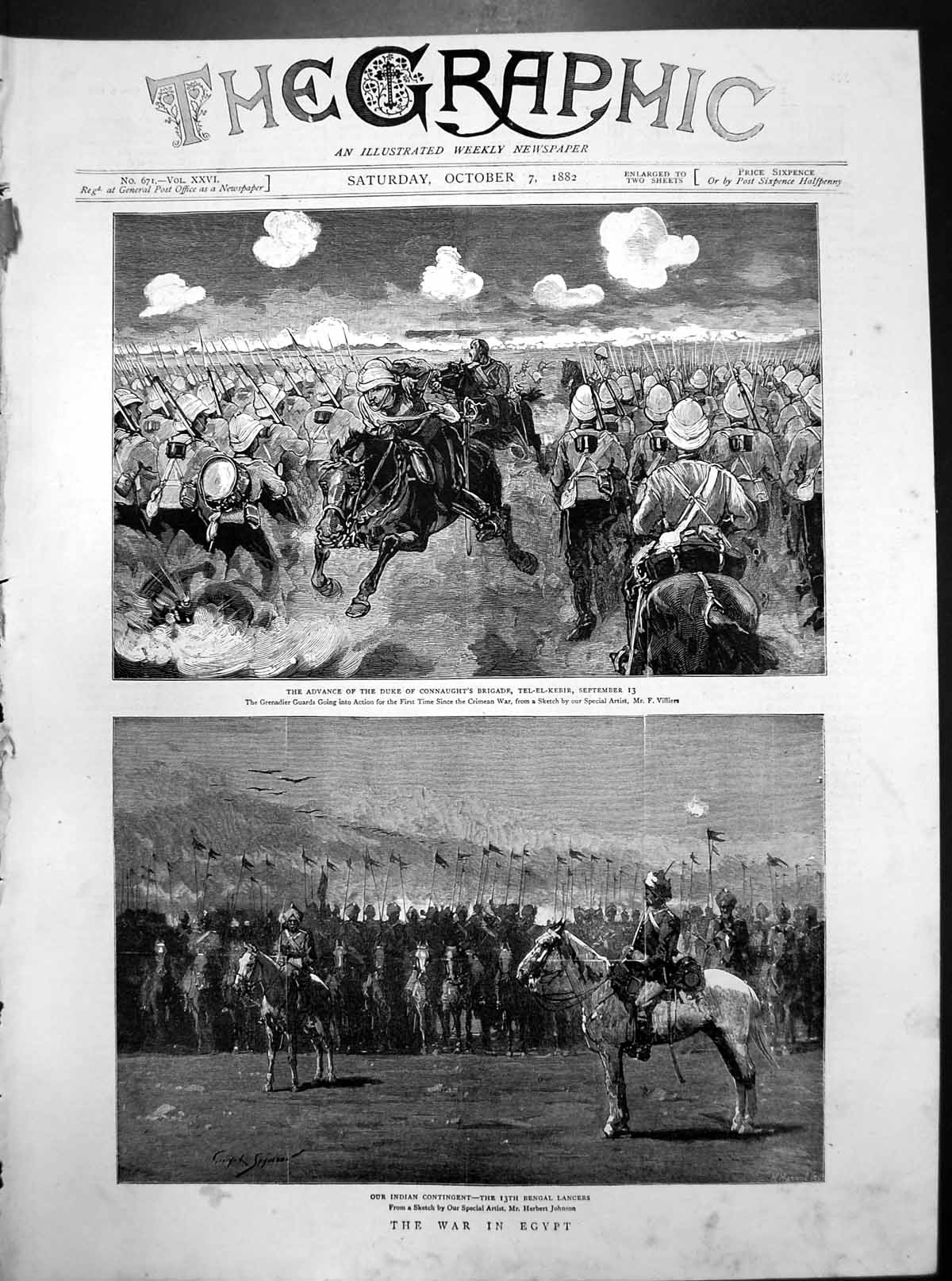 Old War Egypt Advance Duke Connaught Indian 13Th Bengal Lancers 1882