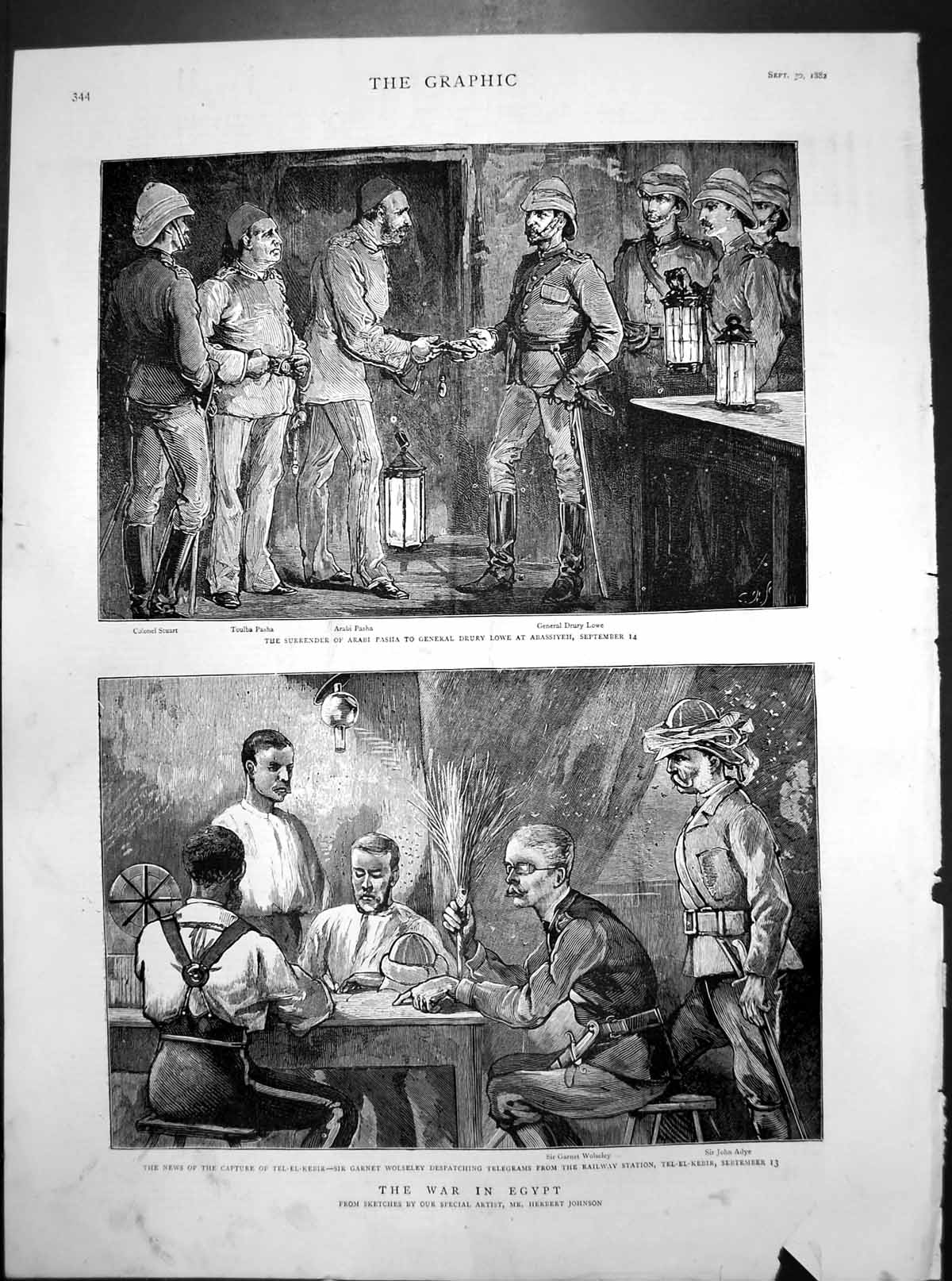 Old War Egypt Surender Arabi Pasha General Drury Lowe Tel-El-Kebir 1882 19th