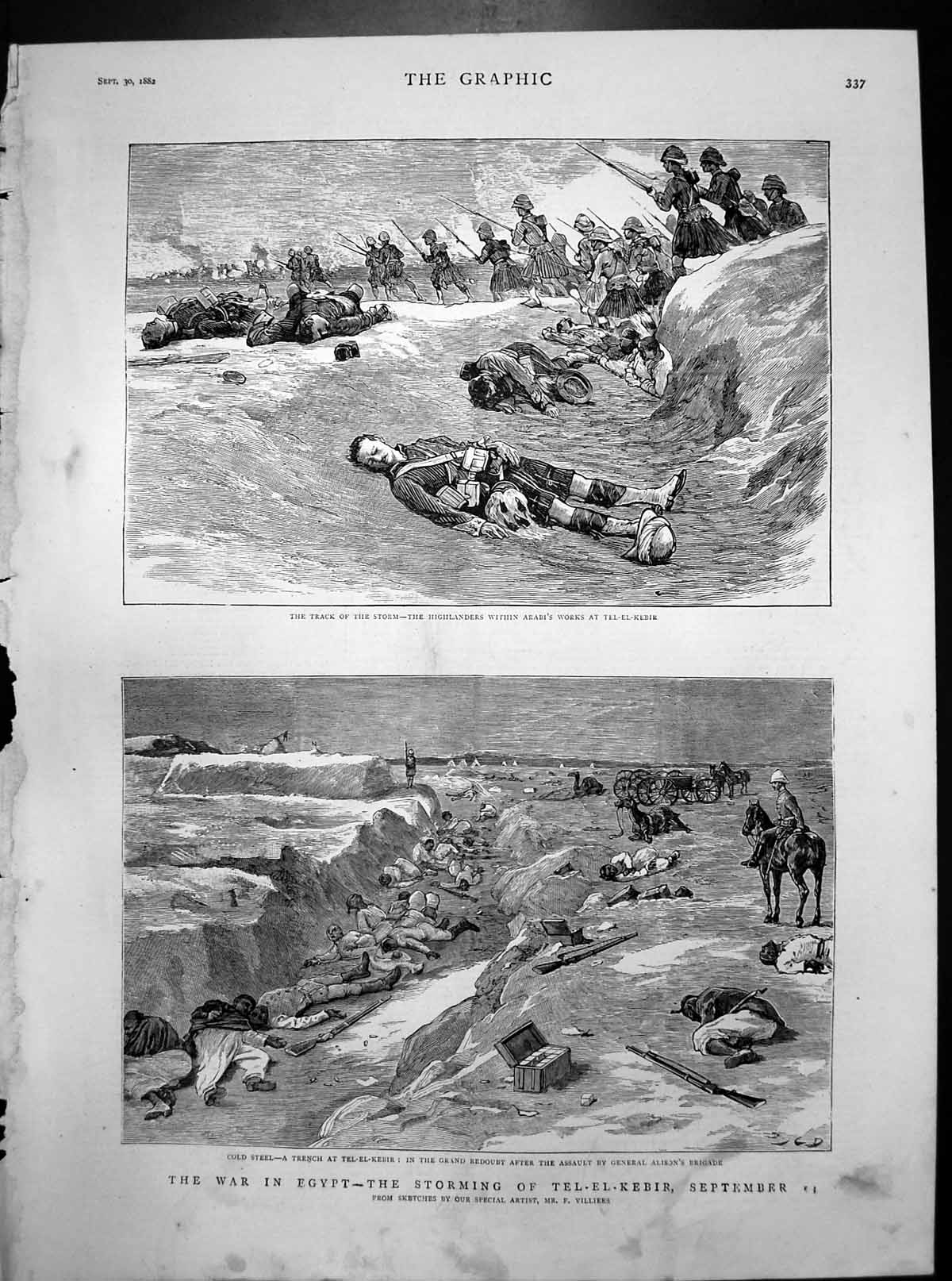 Old War Egypt Storming Tel-El-Kebir Highlanders Arab Works CSteel 1882 19th