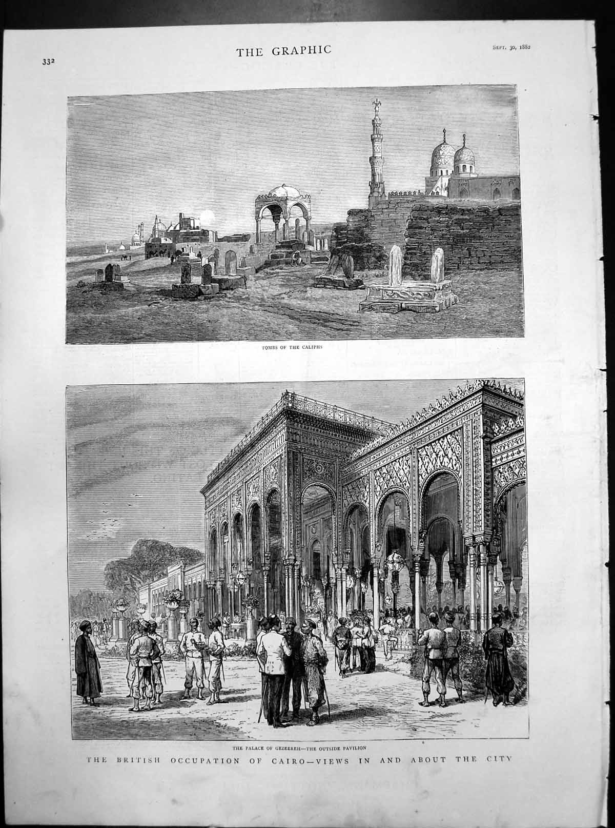 Old British Occupation Cairo Egypt Tombs Caliphs Palace Gezeereh 1882 Victorian