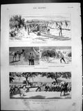 Old War Egypt New Railway Line Ismailia Mahsameh Moving Boats Land 1882 19th