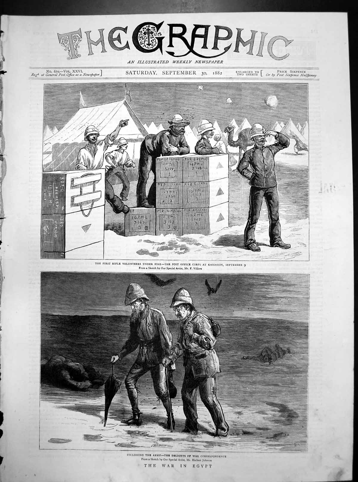 Old War Egypt 1St Rifle Volunteers Under Fire War Correspondents 1882