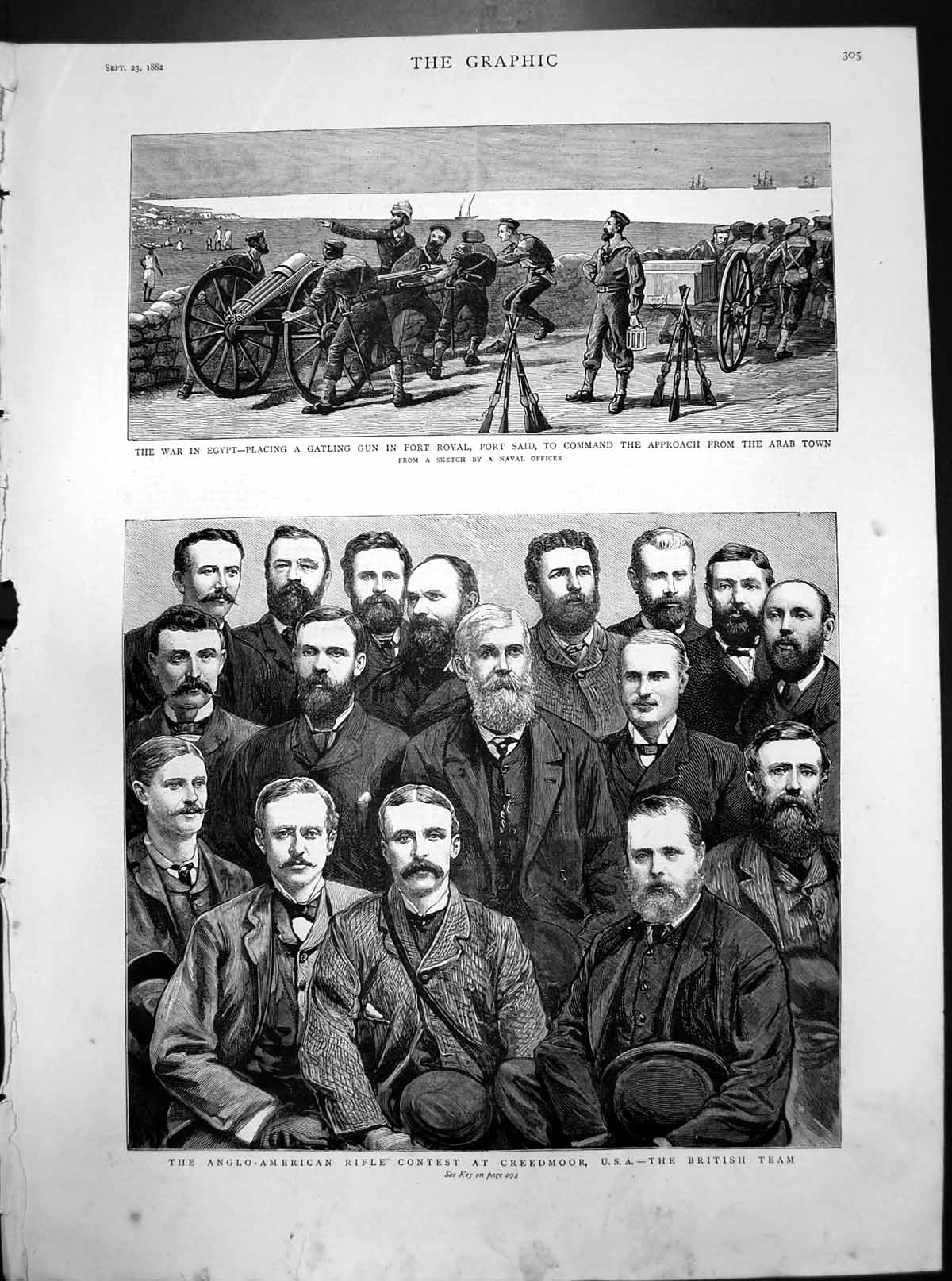 Old War Egypt Gatling Gun Port Royal Anglo-American Rifle Contest 1882 19th