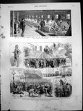 Old Print War Egypt Sick Wounded HMS Euphrates Dublin Police Strike 1882 19th