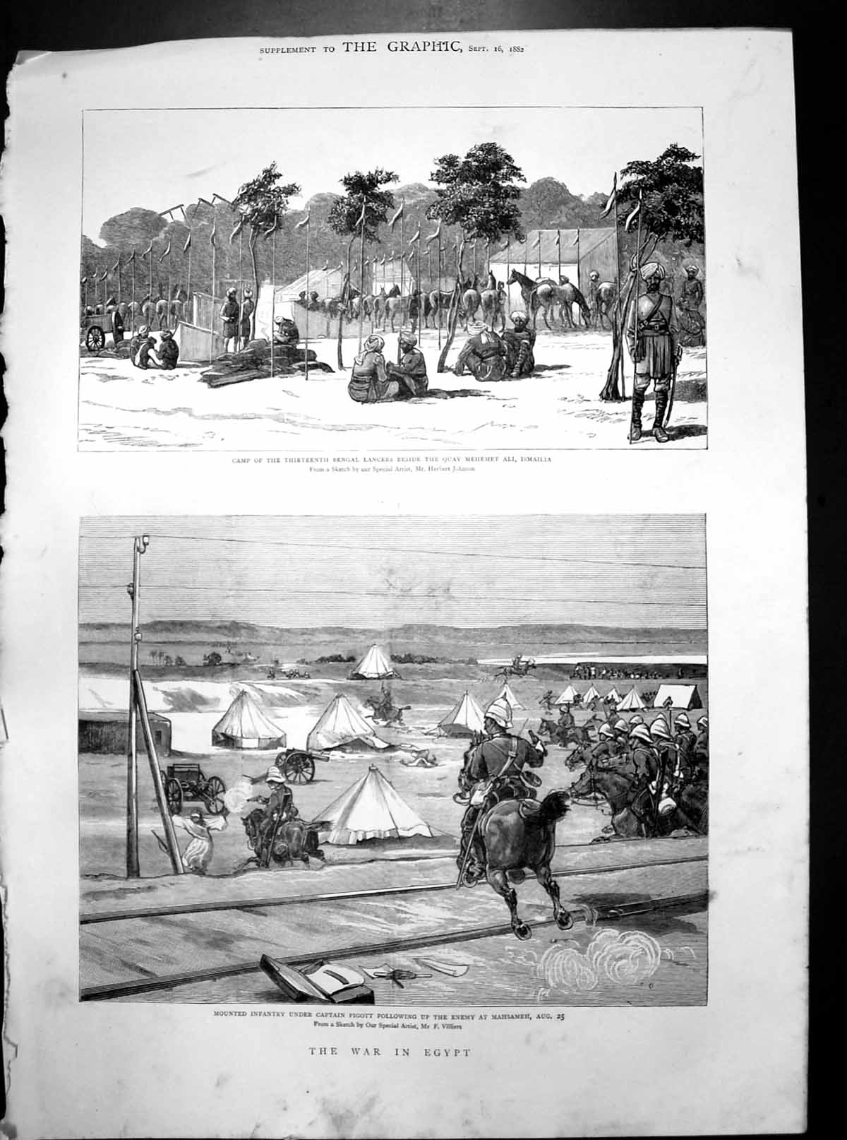 Old War Egypt Camp 13Th Bengal Lancers Mounted Infantry Mahsameh 1882