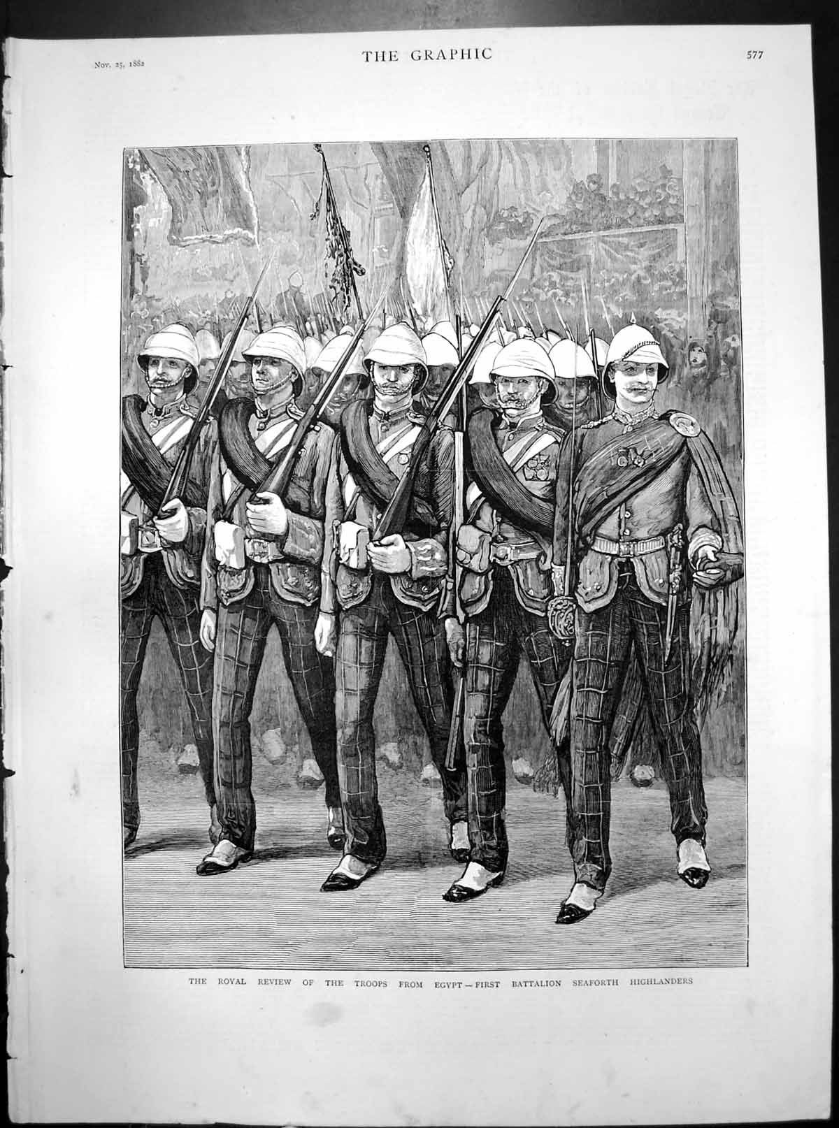 Old Royal Review Troops Egypt 1St Battalion Seaforth Highlanders 1882
