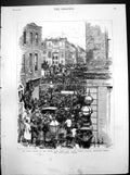 Old Print Royal Review Troops Egypt Trafalgar Square Spring Gardens 1882 19th