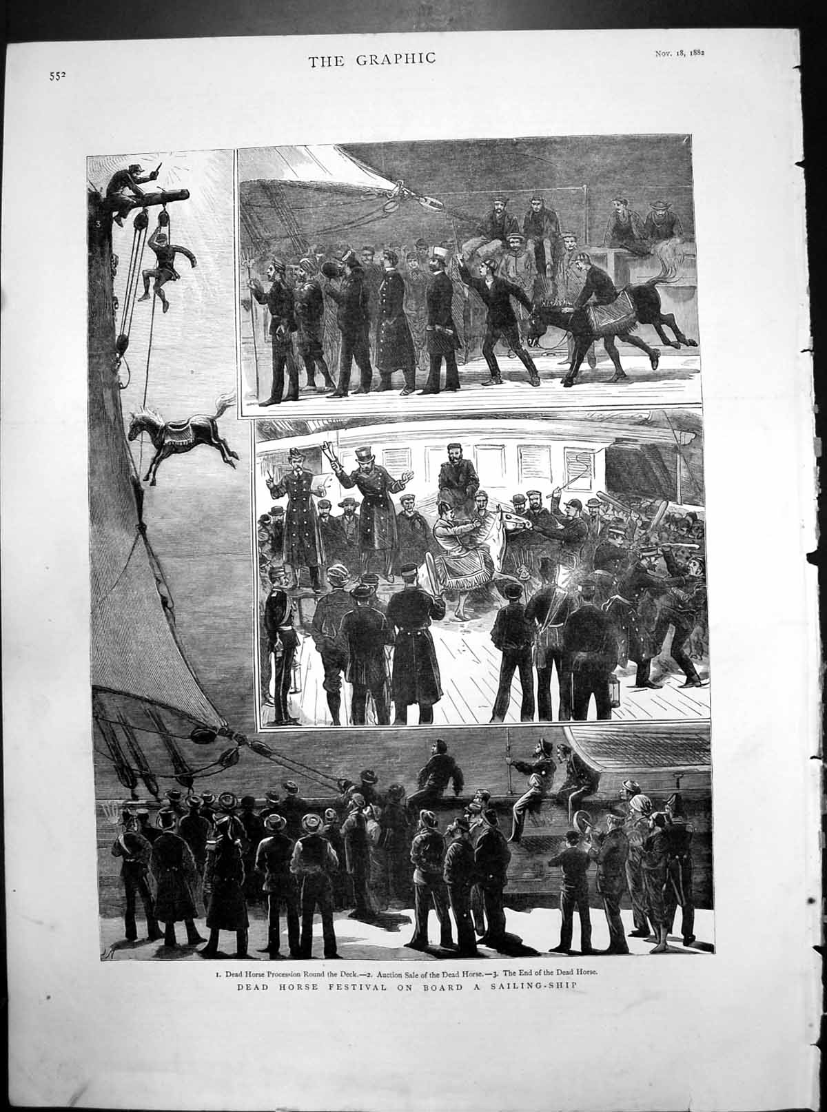 Old Dead Horse Festival On Board Sailing Ship Parade Auction End 1882 Victorian