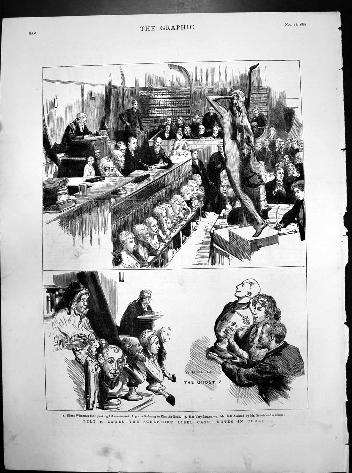 Old Belt V Lawes Sculptor'S Libel Case Notes Court Silent Witnesses 1882 19th