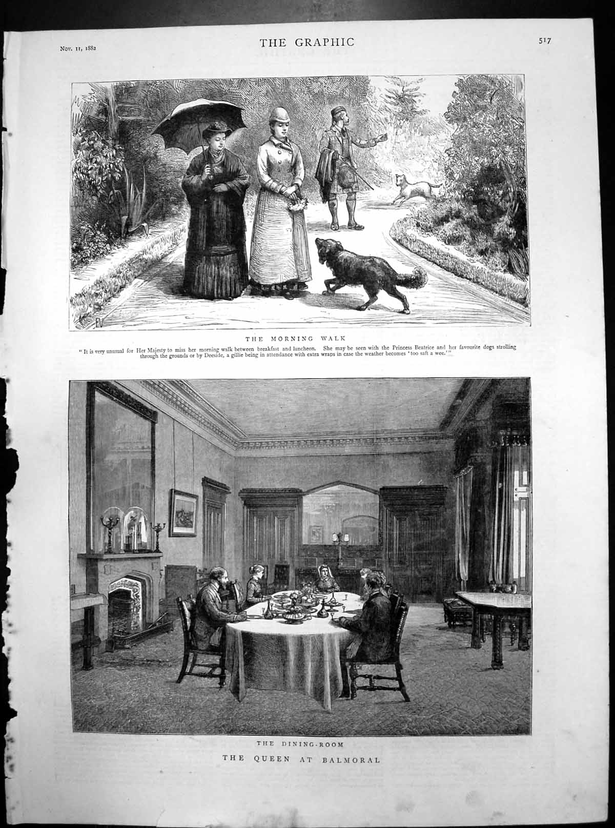 Old Queen Balmoral Morning Walk Beatrice Gillie Dogs Dining Room 1882 Victorian
