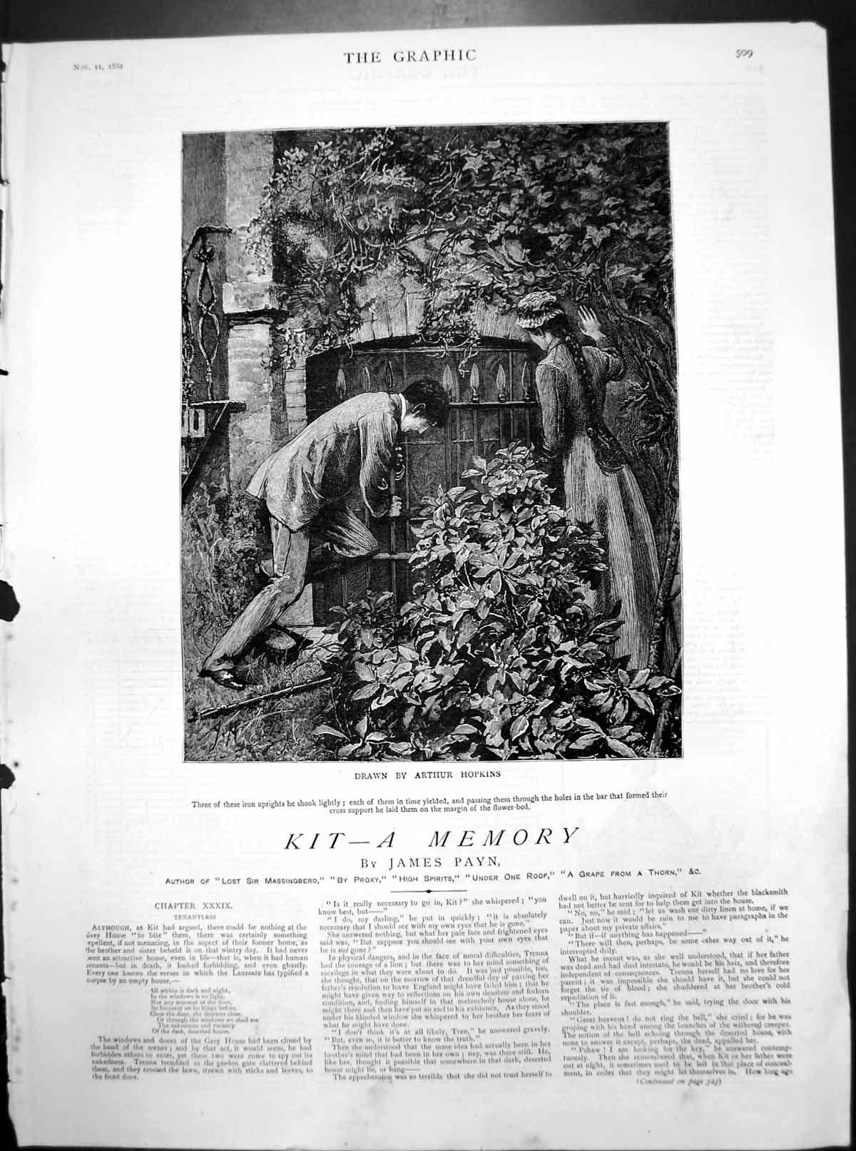 Old Kit ? A Memory Drawn Arthur Hopkins Removing Iron Stakes Window 1882 19th