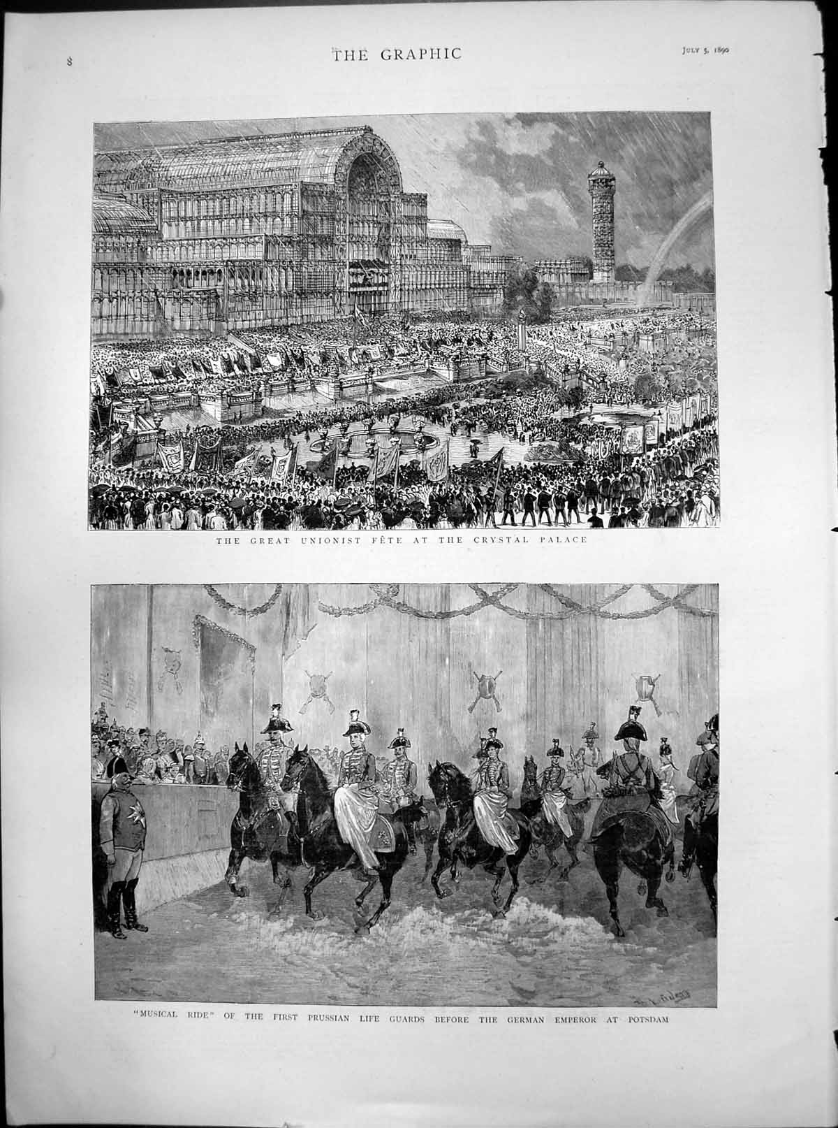Print Unionist Fete Crystal Palace Musical Ride 1St Prussian Life Guards 1890