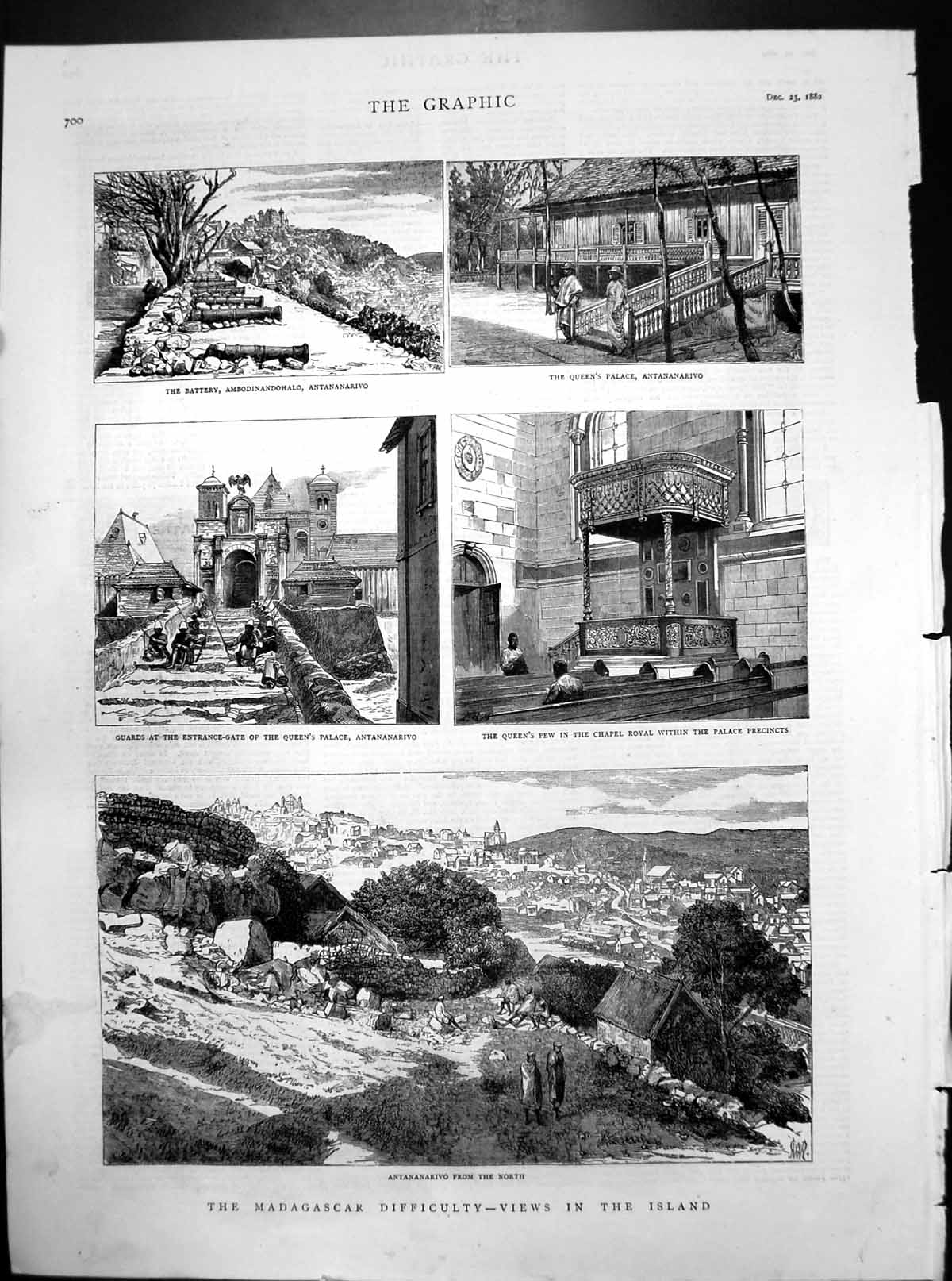 Old Madagascar Difficulty Views Island Battery Antananarivo North 1882 19th