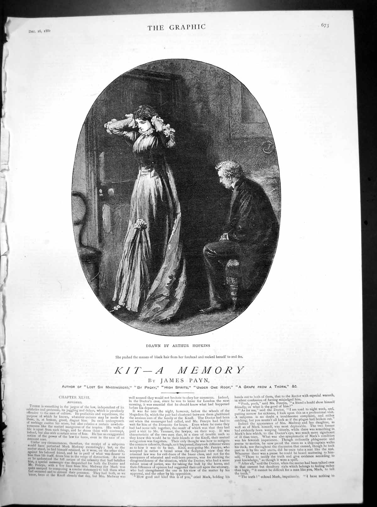 Print Kit ? A Memory Drawn Arthur Hopkins Lady Adjusts Hair Gent Seated 1882