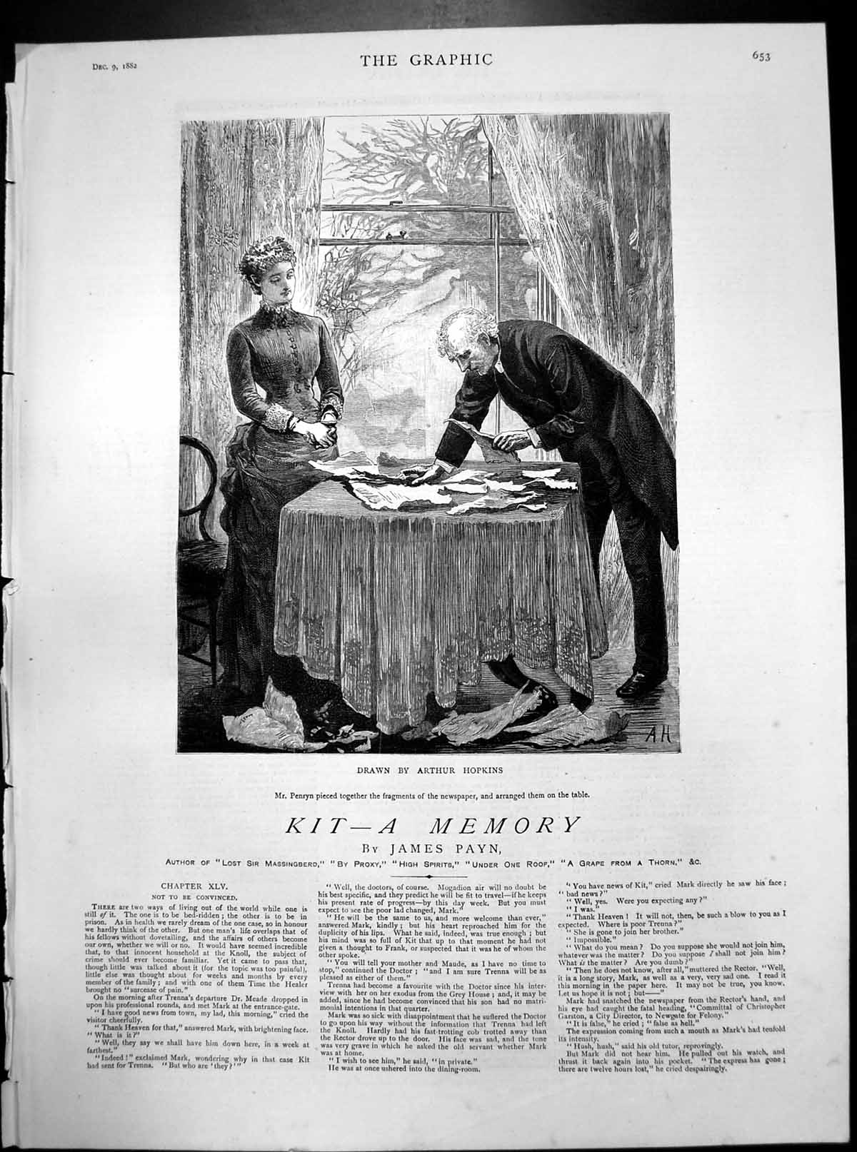 Old Kit ? A Memory Drawn Arthur Hopkins Mr Penryn Newspaper Pieces 1882 19th