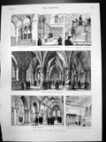 Old Print Royal Courts Justice Jury Box Bench Witness Great Corridor 1882 19th