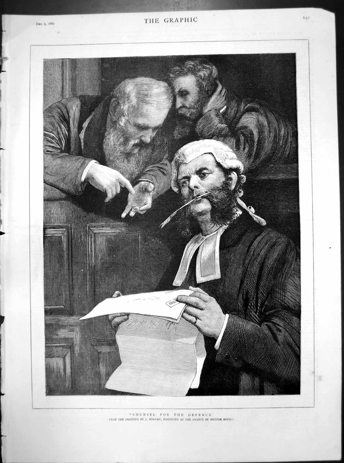 Antique Print Counsel For The Defence From Painting J Morgan Law Court 1882