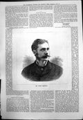 Old Portrait Mr Henry Mapleson Moustache Sideburns Horseshoe Pin 1879 Victorian