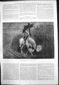 Old Print Home Hunting Foggy Night Man Astride Horse Standing Breath 1879 19th