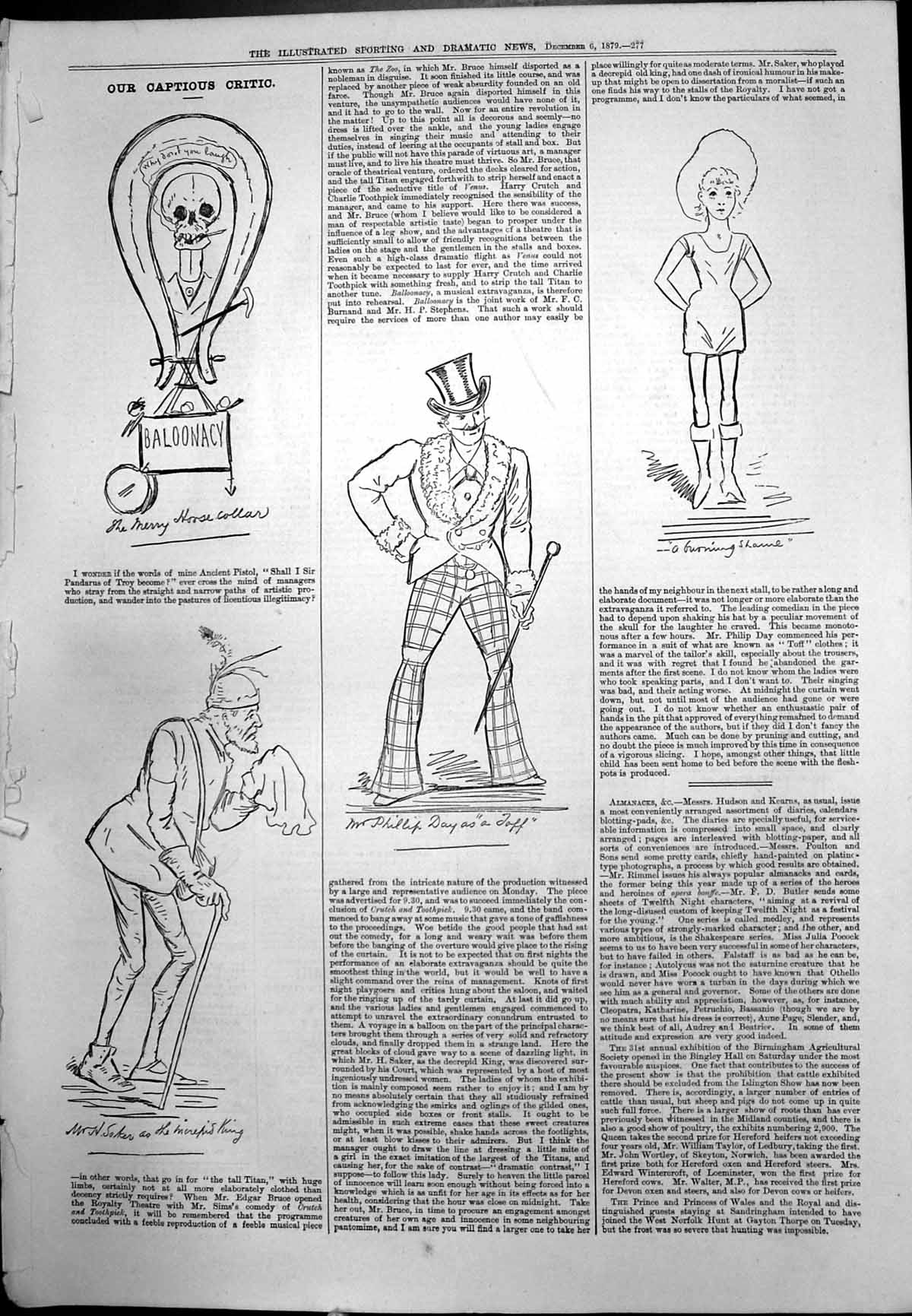 Old Print Captious Critic Philip Day Toff Burning Shame Merry Horse Collar 1879
