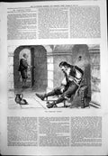 Old His Christmas Dinner Bread Jug Incarcerated Man Chains Jailor 1879 19th