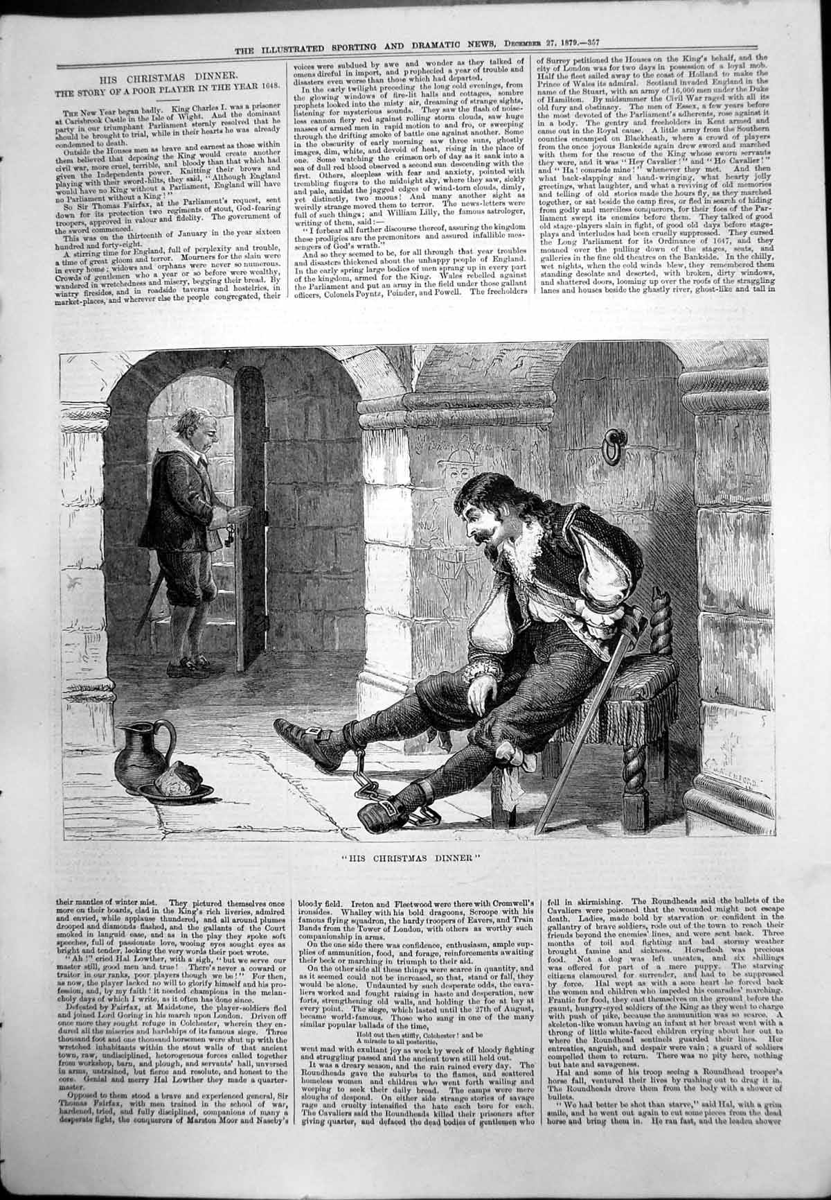 Old His Christmas Dinner Bread Jug Incarcerated Man Chains Jailor 1879 19th