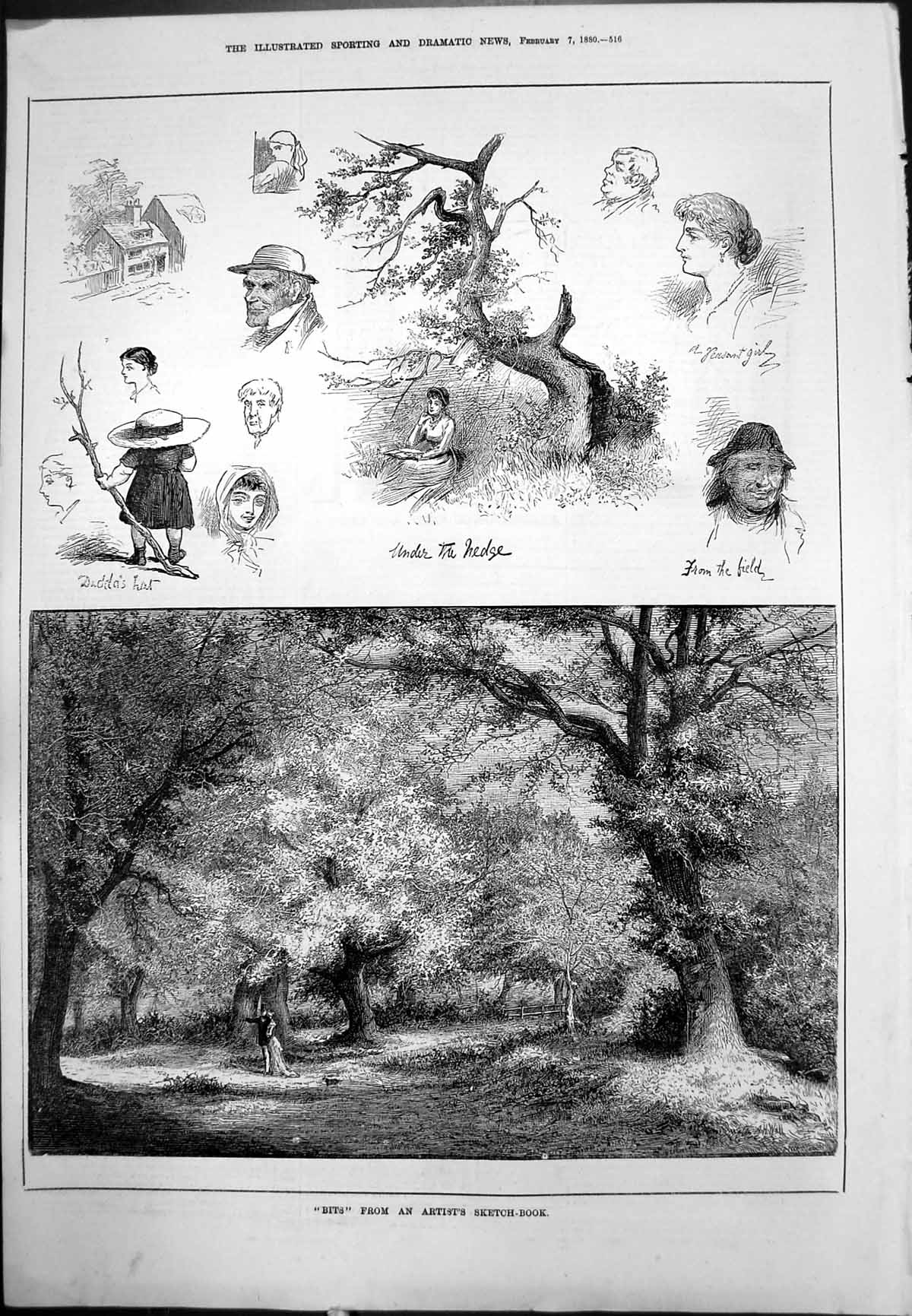 Old From Artist'S Sketchbook Couple Woodland Character Portraits 1880 Victorian