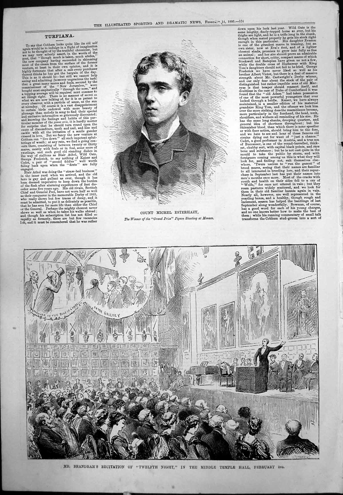 Old Count Michael Esterhazy Pigeon Shooting Champion Twelfth Night 1880 19th