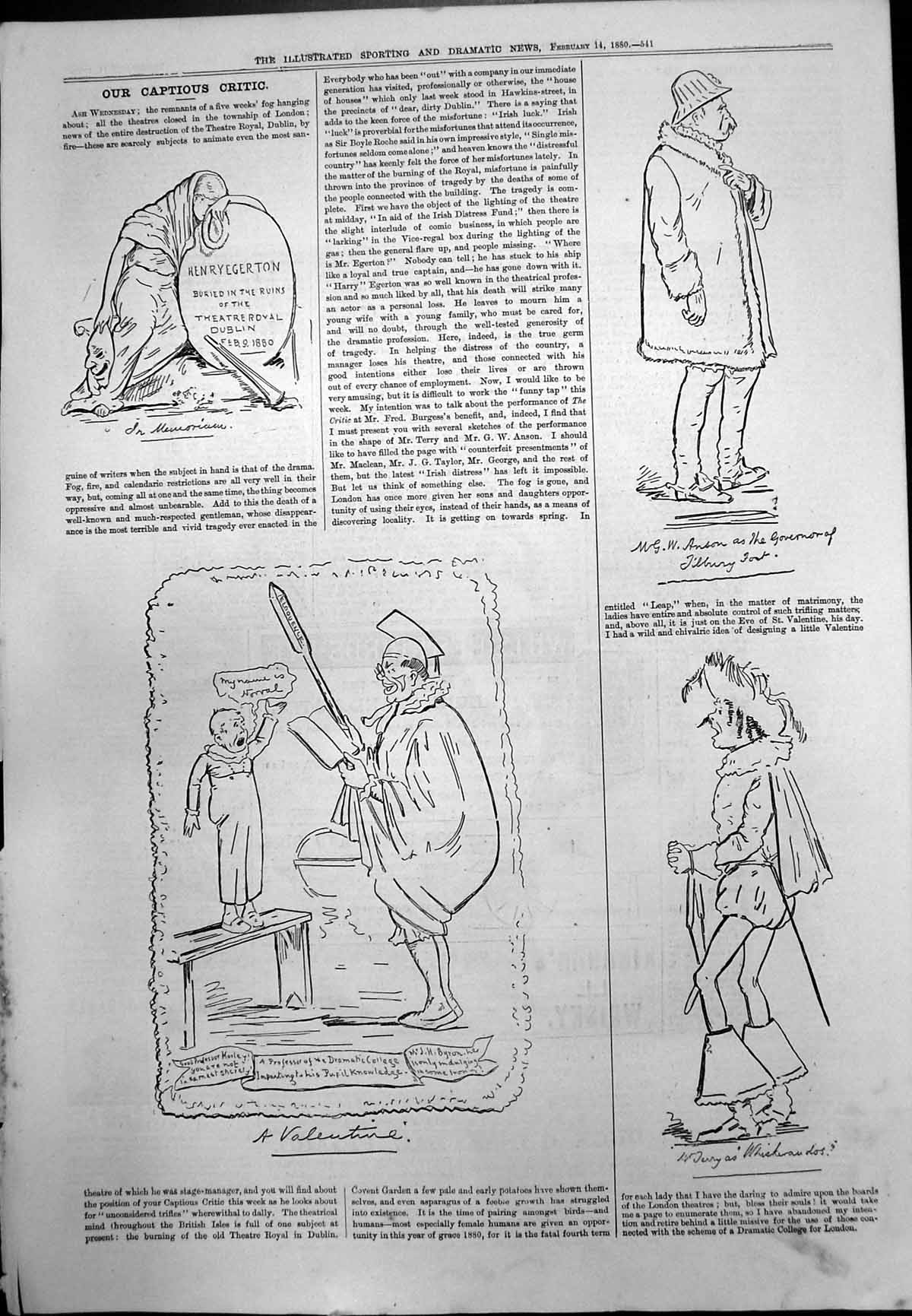 Old Captious Critic Henry Egerton Valentine Anson Governor Jerry 1880 Victorian