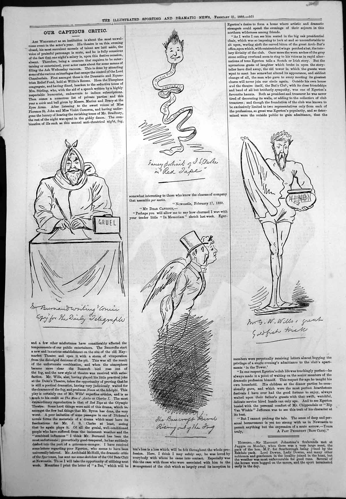 Antique Print Captious Critic Red Tape Mr Burnand Bancroft Gfish Trick 1880