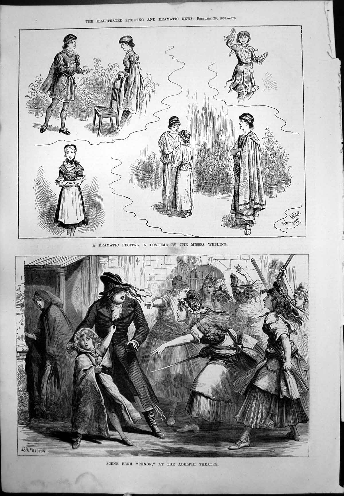Old Misses Webling Costume Recital Scene Ninon Adelphi DH Friston 1880 19th