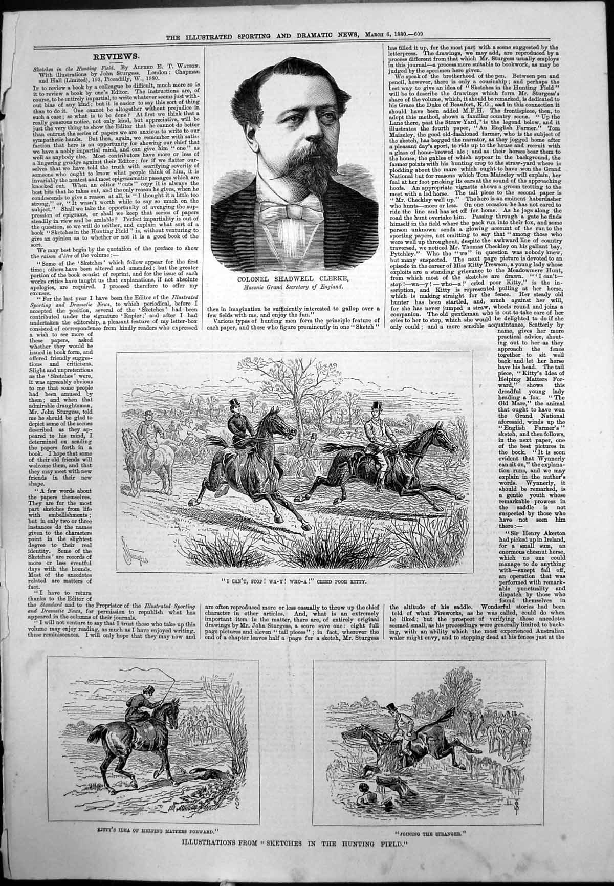 Old Colonel Shadwell Clerke Kitty Fox Hunting Mishaps Female Rider 1880 19th