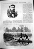 Old Professor Heinemann Shooting Otters Thames Flat Based Boats 1875 Victorian