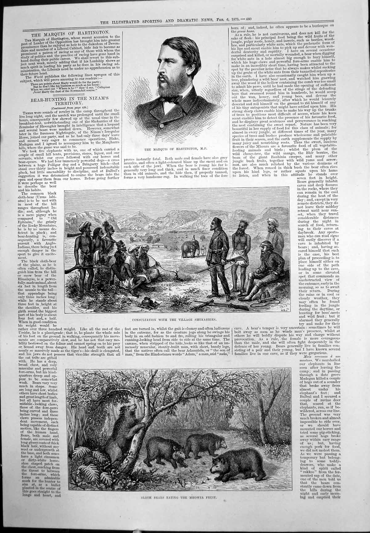 Old Marquis Hartington Bear Village Shekarries Nizam Sloth Bears 1875 Victorian