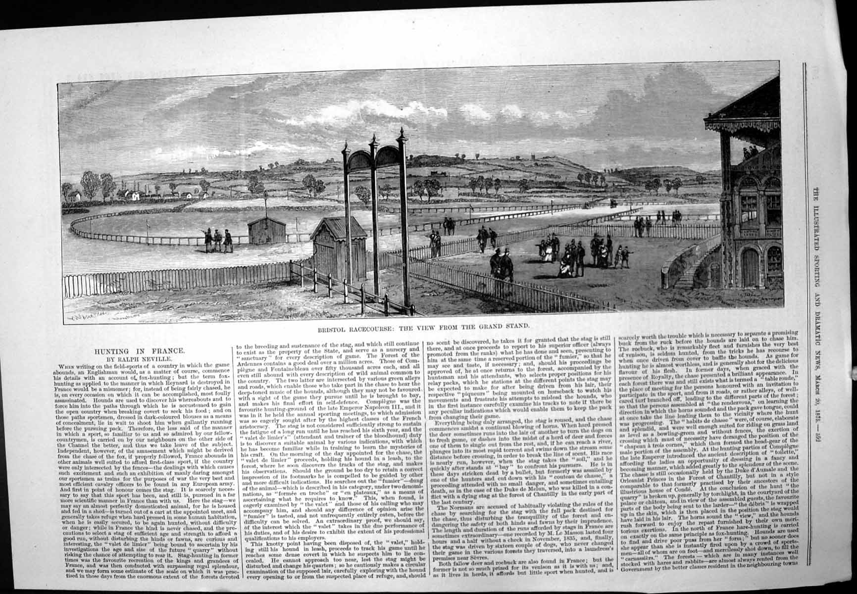 Antique Print Bristol Racecourse View From Grandstand Ladies Gentlemen 1875