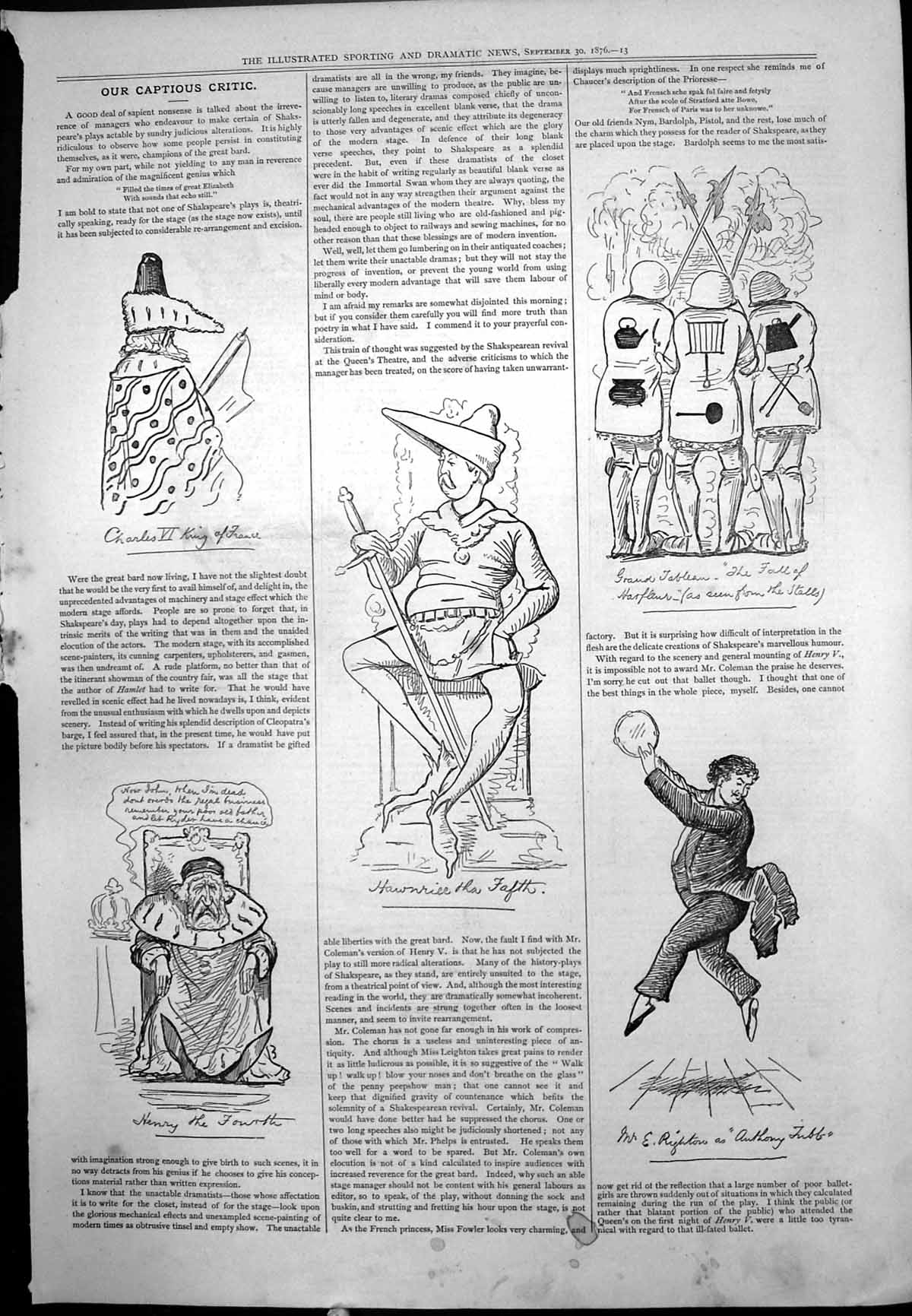 Print Captious Critic Charles Vi King France Henry Iv Characterisations 1880