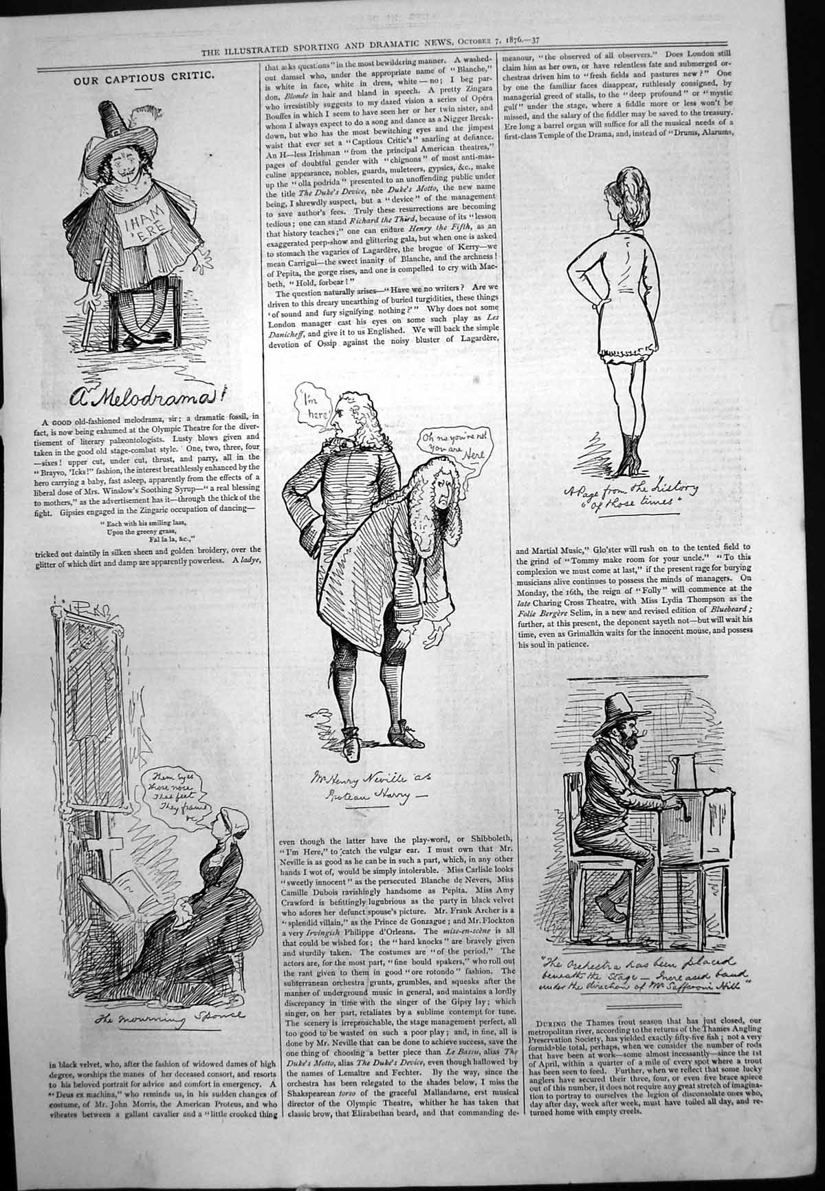 Old Captious Critic Melodrama Mourning Spouse Henry Neville Page 1876 Victorian