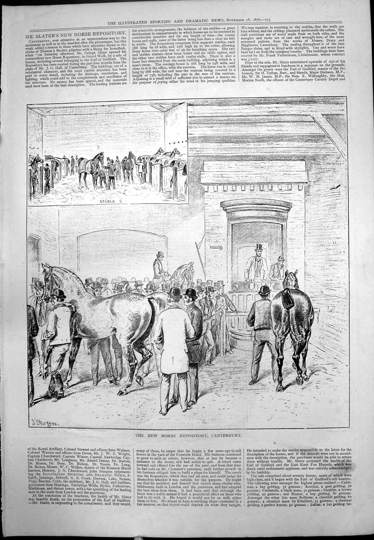 Old New Horse Repository Canterbury Stable Auctioneer J Sturgess 1876 Victorian