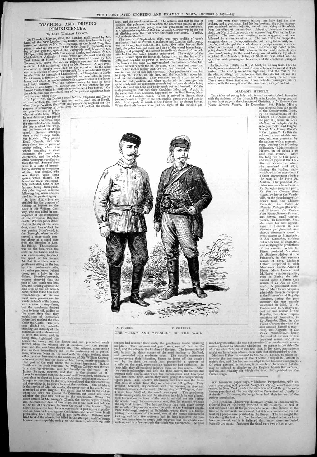 Old Pen Pencil War A Forbes F Villiers Moustached Gentlemen Artists 1876 19th