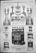 Old Adverts Smethurst'S Lamps Maple & Co Cabinets Tables Screens 1876 Victorian