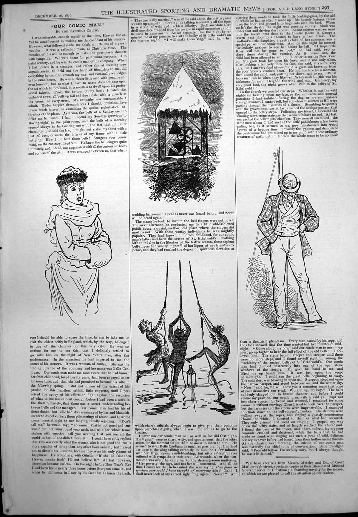 Print Captious Critic Our Comic Man Lady Gent Dancing Lantern Bells Toll 1876