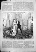 Old Print Scene Peril Prince Wales'S Theatre Fallen Chair Couple Terrified 1877