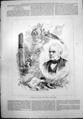 Old Portrait Auber View Tomb Statuary Cherubs Music Instruments 1877 Victorian