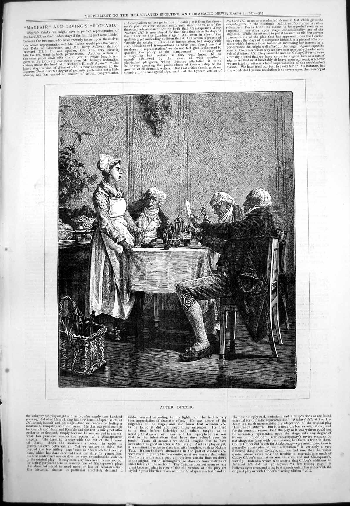 Old After Dinner Gentlemen Peruse List Magnifying Glass Wood Floor 1877 19th