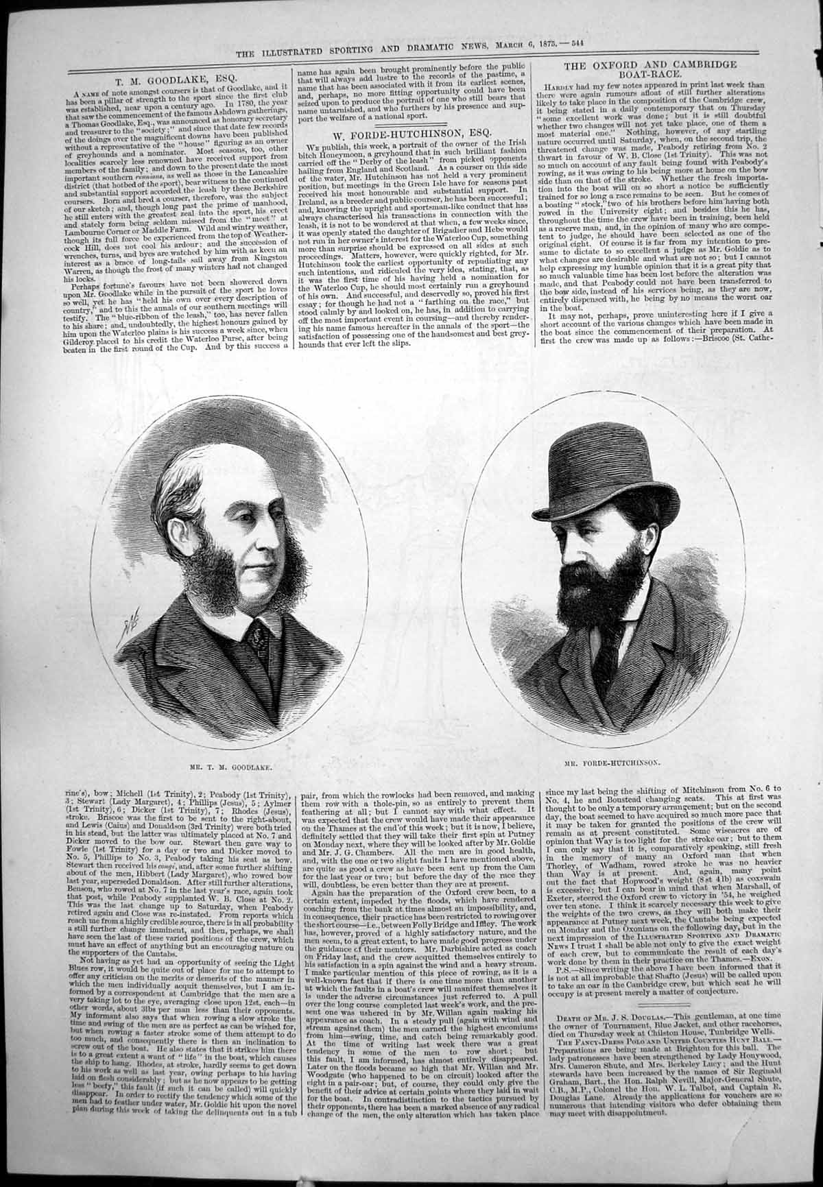 Old Mr TM Goodlake Forde-Hutchinson Captious Critic Play Sketches 1875 19th