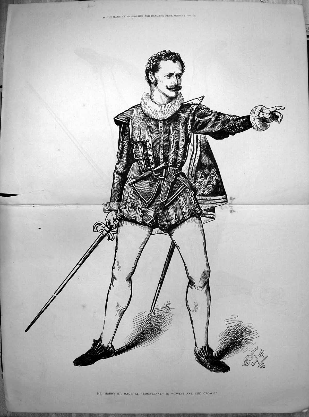 Antique Print Mr Harry St Maur Courtenay Twixt Axe And Crown M Stretch 1876