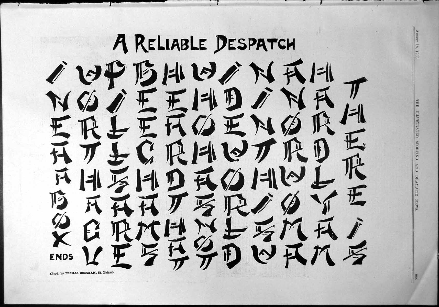 Old A Reliable Despatch Beechams Pills Advert Chinese Style Writing 1900 20th