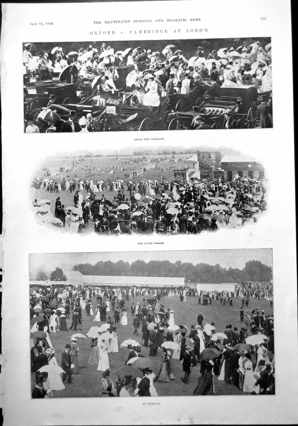 Old Oxford V Cambridge Lord'S Cricket Match Carriages Lunch Parade 1900 20th