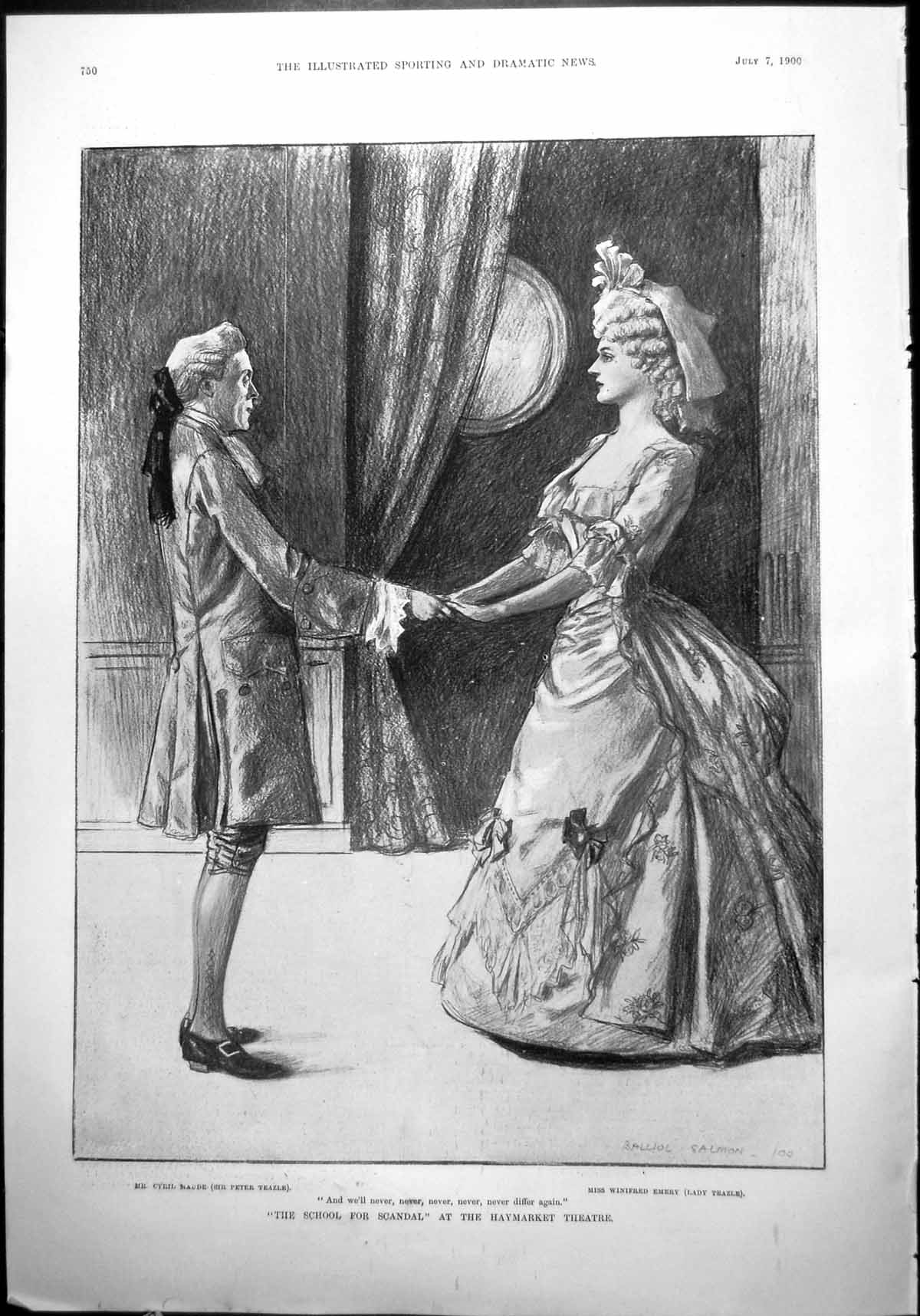 Old School Scandal Haymarket Theatre Lady Gentleman Clasping Hands 1900 20th